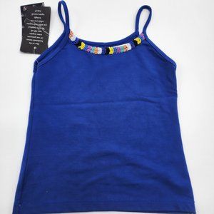 Flowers by Zoe Girls' Rayon Beaded Blue Tank Top Size 5 Years NWT